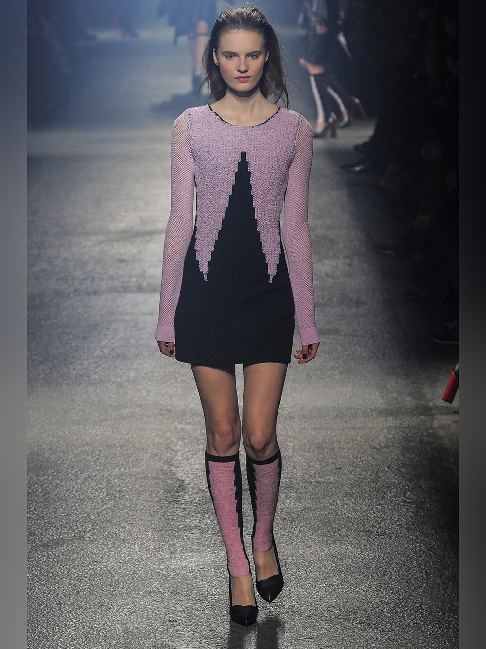 SONIA RYKIEL FW 2013 Knit Dress in black and pink size 42/ 10 US